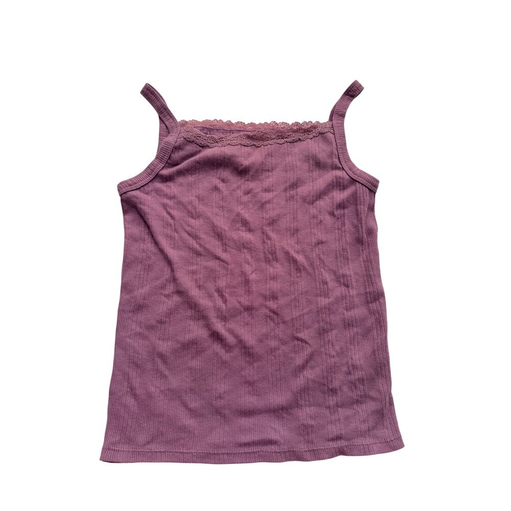 SO Purple Ribbed Tank Top with Delicate Lace Trim